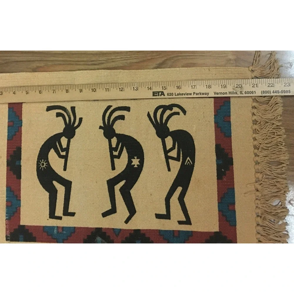 El Paso Saddle Blanket Co Fringed Placemats 100% Cotton Southwestern Kopelli